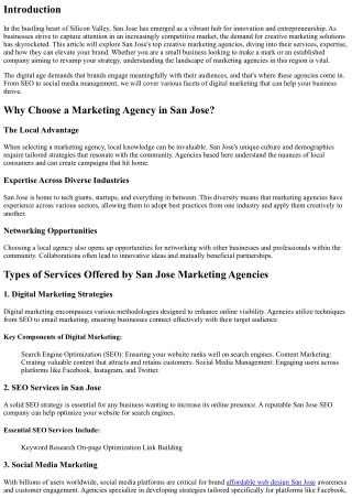 “San Jose's Top Creative Marketing Agencies You Should Know”