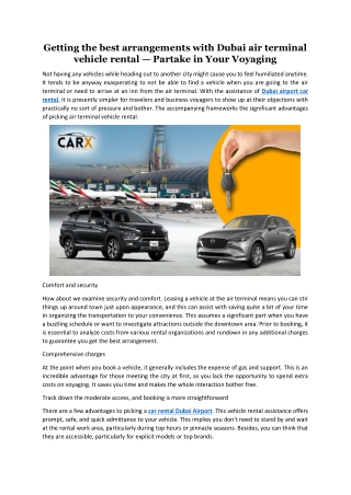 Getting the best arrangements with Dubai air terminal vehicle rental — Partake