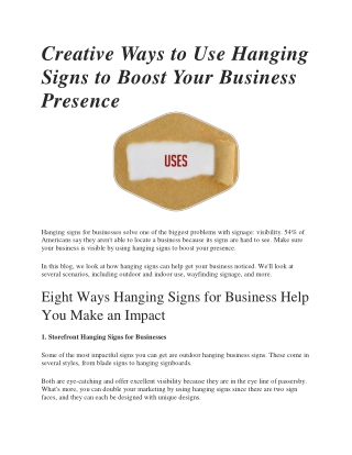 Creative Ways to Use Hanging Signs to Boost Your Business Presence