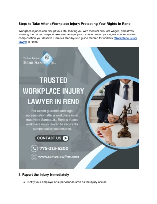 Steps to Take After a Workplace Injury: Protecting Your Rights in Reno