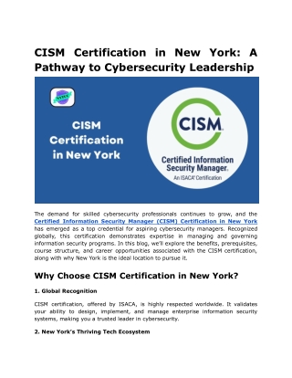 CISM Certification in New York_ A Pathway to Cybersecurity Leadership