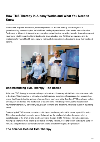 How TMS Therapy in Albany Works and What You Need to Know