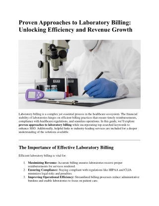 Proven Approaches to Laboratory Billing