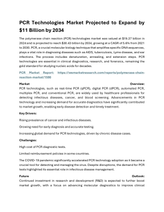 polymerase chain reaction (PCR) Market