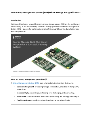 How Battery Management Systems (BMS) Enhance Energy Storage Efficiency