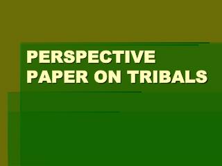 PERSPECTIVE PAPER ON TRIBALS