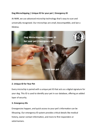 Dog Microchipping  Unique ID for your pet  Emergency ID