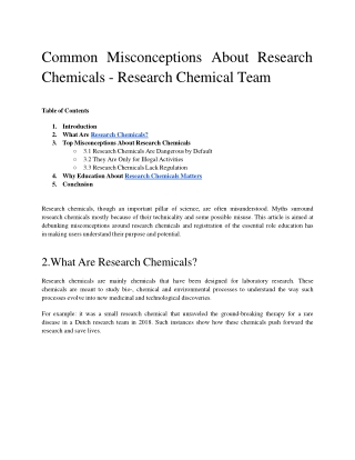 Common Misconceptions About Research Chemicals - Research Chemical Team