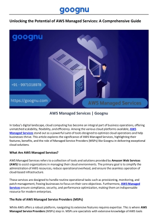 AWS Managed Services | Goognu