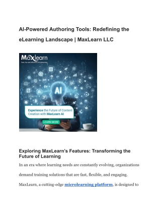 AI-Powered Authoring Tools_ Redefining the eLearning Landscape _ MaxLearn LLC