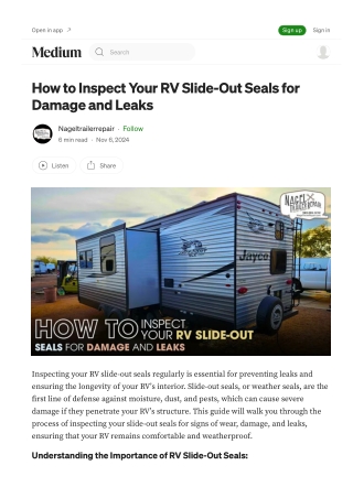 RV Seal Damage? Inspect Slide-Outs | Mobile RV Camper Repair MI