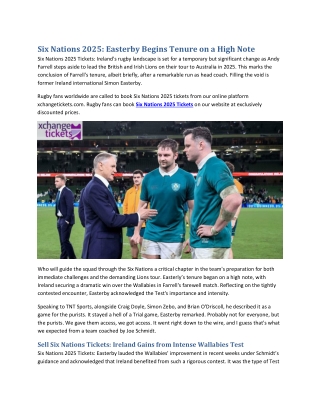 Six Nations 2025 Easterby Begins Tenure on a High Note