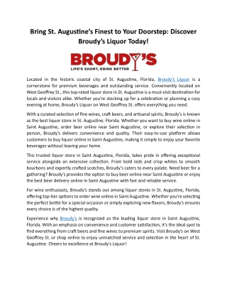 Bring St. Augustine’s Finest to Your Doorstep: Discover Broudy’s Liquor Today