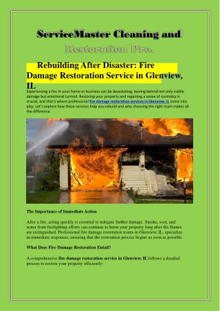 Rebuilding After Disaster Fire Damage Restoration Service in Glenview, IL