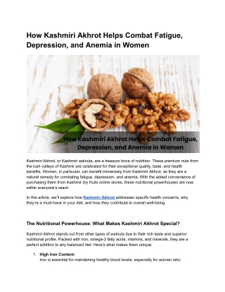 How Kashmiri Akhrot Helps Combat Fatigue, Depression, and Anemia in Women