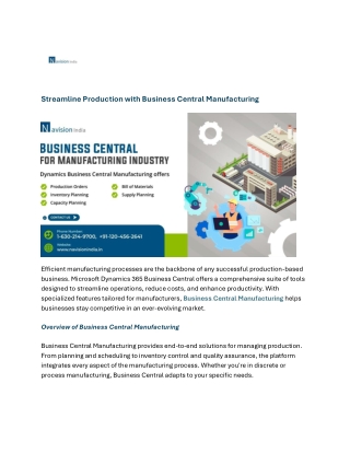Streamline Production with Business Central Manufacturing