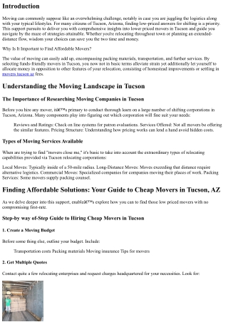 Finding Affordable Solutions: Your Guide to Cheap Movers in Tucson, AZ