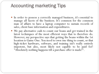 Accounting marketing Tips
