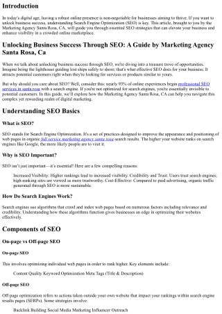 Unlocking Business Success Through SEO: A Guide by Marketing Agency Santa Rosa,