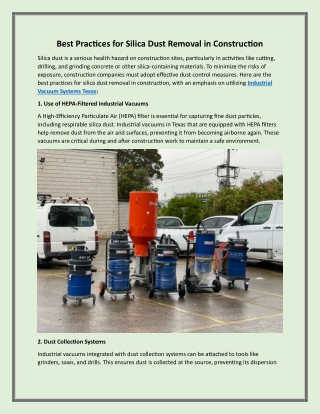 Best Practices for Silica Dust Removal in Construction