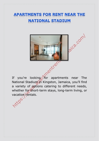 APARTMENTS FOR RENT NEAR THE NATIONAL STADIUM