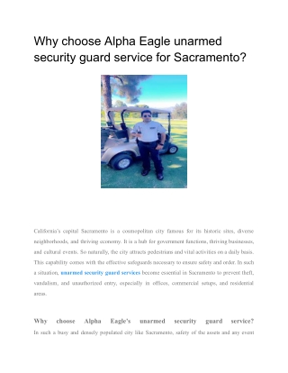 Why choose Alpha Eagle unarmed security guard service for Sacramento