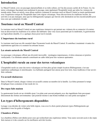 “L’hospitalité rurale au cœur des terres volcaniques”
