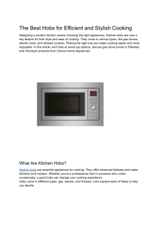 The Best Hobs for Efficient and Stylish Cooking