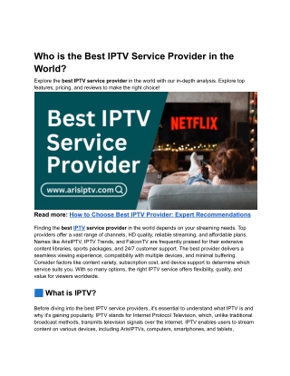 Who is the Best IPTV Service Provider in the World_
