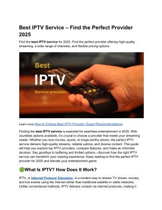Best IPTV Service – Find the Perfect Provider 2025