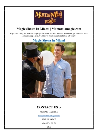 Magic Show Miami | Mamamiamagic.com