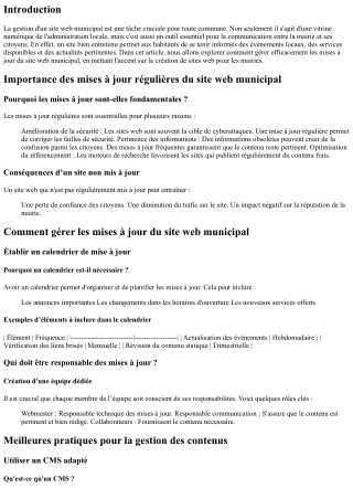 Comment gérer les mises à jour du site web municipal