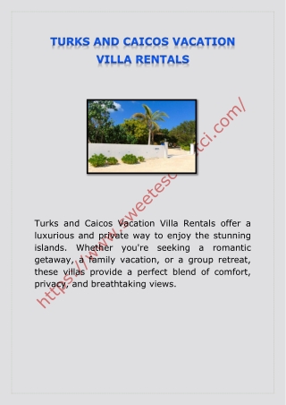 TURKS AND CAICOS VACATION VILLA RENTALS