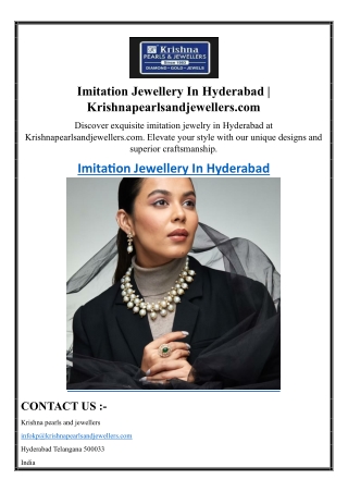 Imitation Jewellery In Hyderabad  Krishnapearlsandjewellers