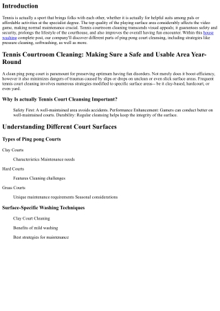 Tennis Court Of Law Cleaning: Ensuring a Safe as well as Playable Surface Year-R