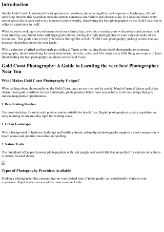 Gold Coast Photography: An Overview to Discovering the very best Photographer Ne