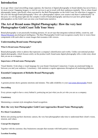 The Art of Brand Photography: How the very best Photographer Gold Coast Tells Yo