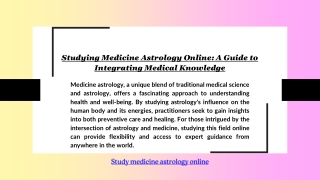 Studying Medicine Astrology Online: A Guide to Integrating Medical Knowledge