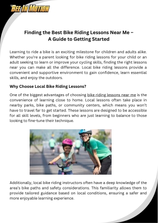 Finding the Best Bike Riding Lessons Near Me – A Guide to Getting Started