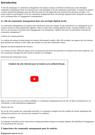 “Le rôle du community management dans une stratégie digitale locale”