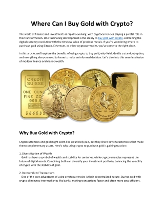 Where Can I Buy Gold with Crypto