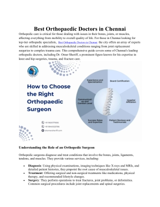 Best Orthopaedic Doctors in Chennai