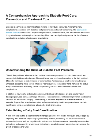 A Comprehensive Approach to Diabetic Foot Care Prevention and Treatment Tips