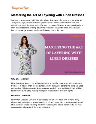 Mastering the Art of Layering with Linen Dresses