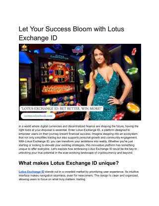 Let Your Success Bloom with Lotus Exchange ID
