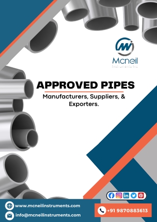 Download Approved Pipes Catalogue pdf - Mcneil Instruments