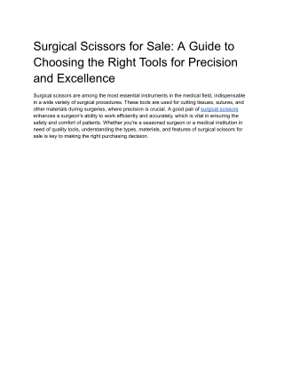 Surgical Scissors for Sale_ A Guide to Choosing the Right Tools for Precision and Excellence