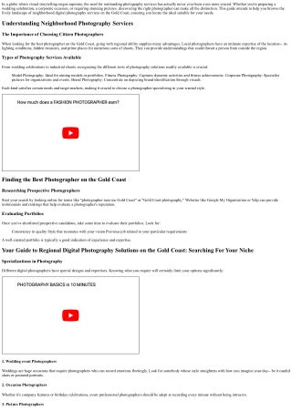 Your Guide to Regional Photography Services on the Gold Coast: Discovering the P