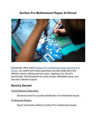 Surface Pro Motherboard Repair Al Khoud