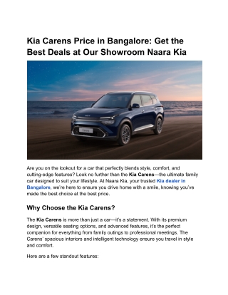 Kia Carens Price in Bangalore_ Get the Best Deals at Our Showroom Naara Kia